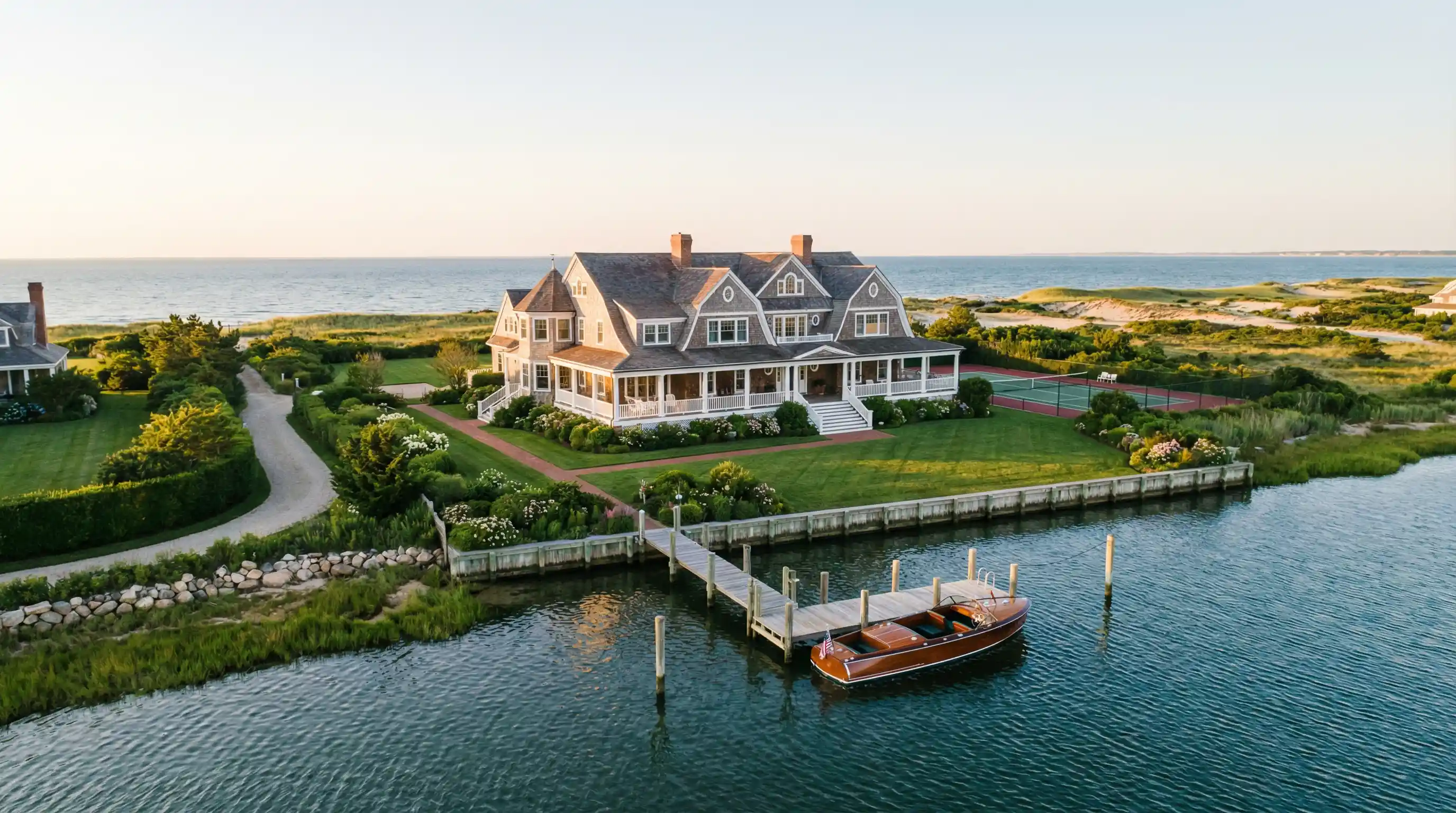 Wauwinet waterfront estates with harbor and ocean views